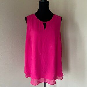 Violet & Claire Keyhole Neck Layered Sleeveless Shell Blouse - 1X - Pink